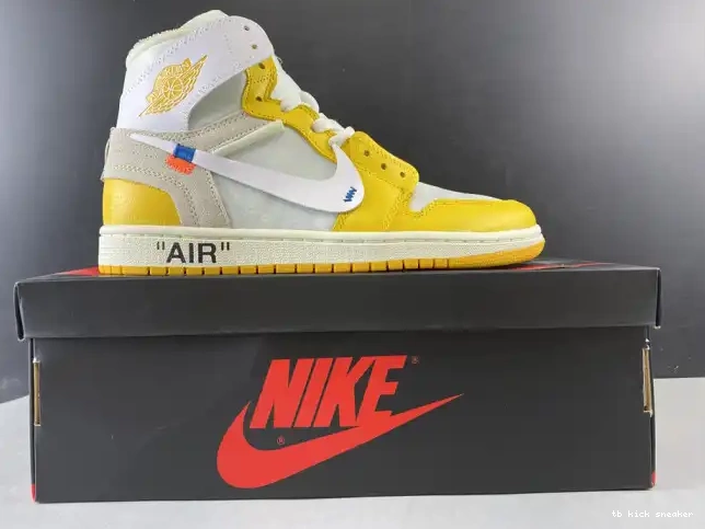 Reps TBK x Powder Air White Yellow-Cone Dark 1 NRG AQ0818-149 Off-White Jordan 0405